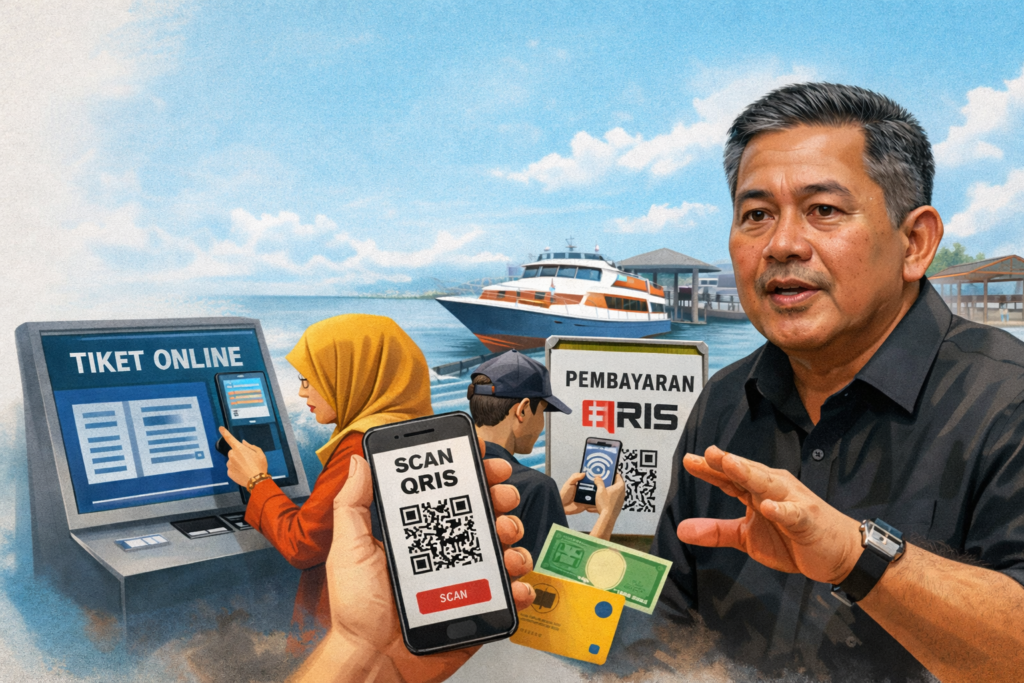 Digital transactions at a busy pier