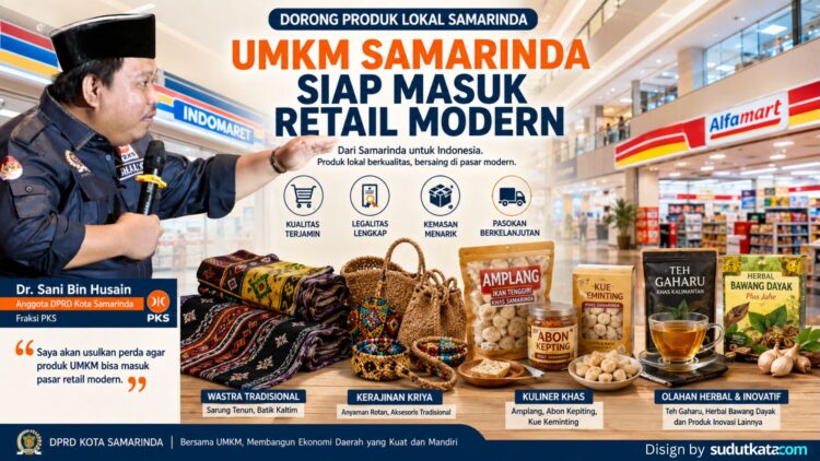 Produk unggulan Samarinda seperti sarung tenun, amplang, abon kepiting, hingga olahan herbal dinilai memiliki potensi besar untuk bersaing di pasar modern. Dr. Sani Bin Husain mendorong peningkatan legalitas, kemasan, dan kapasitas produksi agar mampu masuk ke gerai ritel nasional.