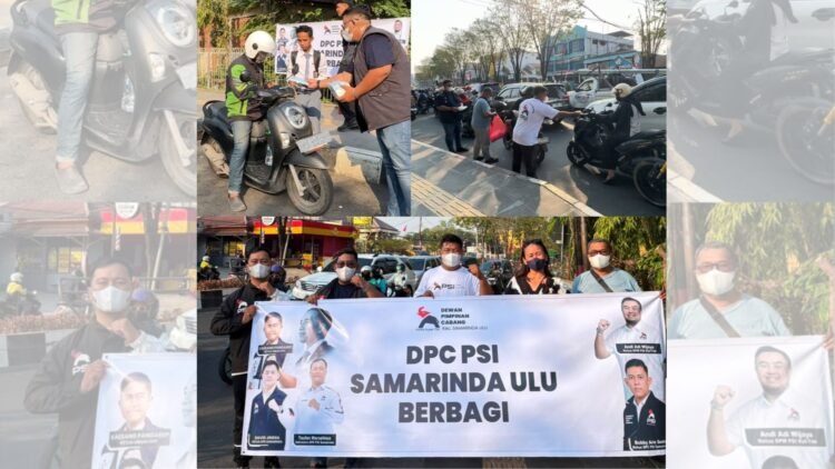 Pengurus dan kader DPC PSI Samarinda Ulu membagikan masker kepada masyarakat dan pengendara di Jalan Juanda, Samarinda, Rabu (26/8/2026). Kegiatan ini merupakan bentuk kepedulian terhadap warga yang tetap beraktivitas di tengah kondisi kualitas udara yang kurang bersahabat, sekaligus mengajak masyarakat untuk lebih peduli terhadap kesehatan dan perlindungan diri saat beraktivitas di luar ruangan. (ft. HO)