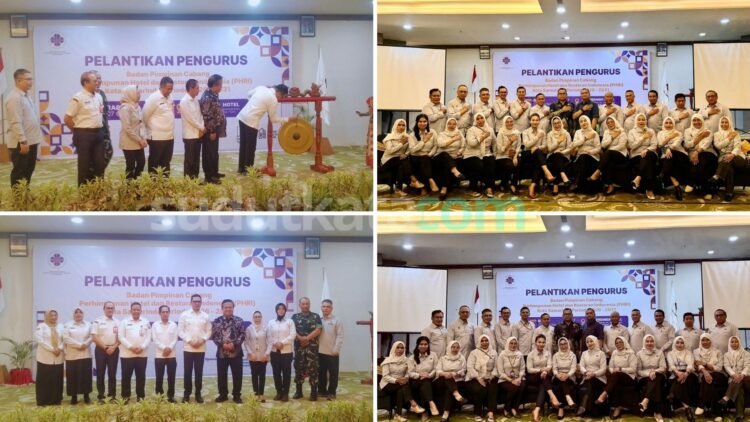 Ketua DPRD Kota Samarinda, Helmi Abdullah saat menghadiri pelantikan pengurus BPC PHRI Kota Samarinda periode 2026–2031 di Hotel Five Premier, Jalan Bhayangkara, Kecamatan Samarinda Kota, Rabu (7/10/2026). Juga foto pengurus baru BPC PHRI Kota Samarinda.